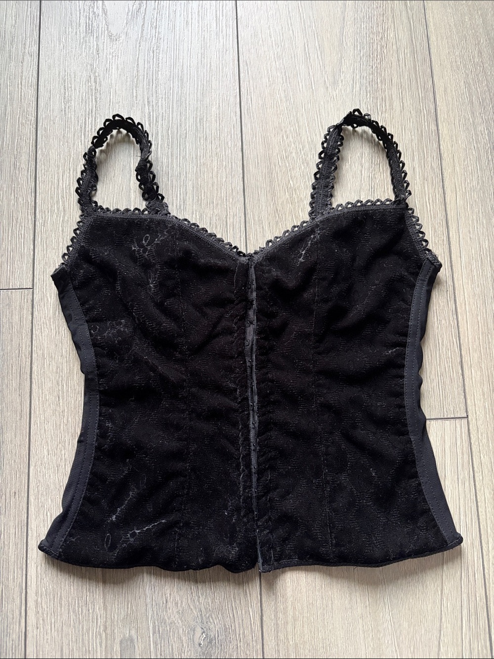 Vintage Velvet Lace-Trim Corset Top